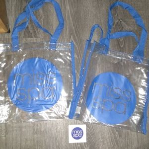 Lot of (2)  Miss SPA Clear & Blue Tote Bags